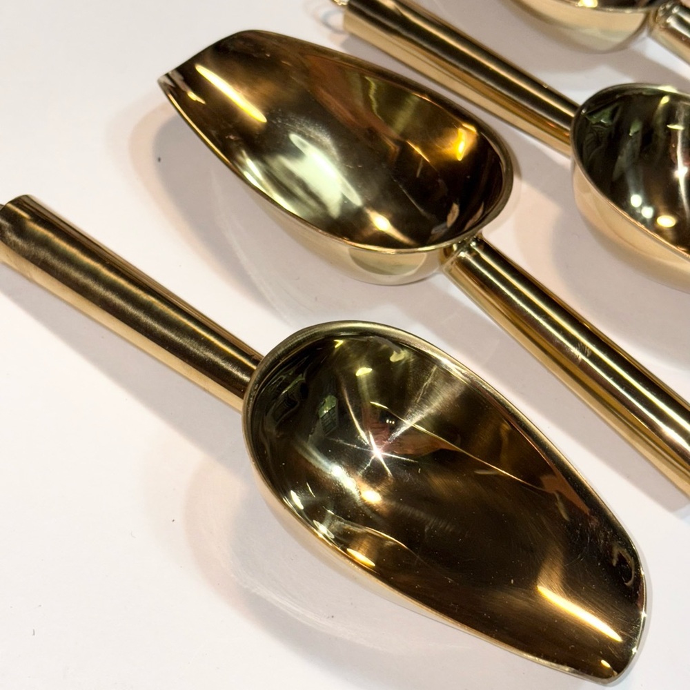 Lot 6 Gold Stainless Steel Ice Scoopers new - Picture 2 of 10